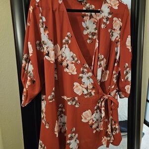 City Chic Peplum Floral Wrap Blouse